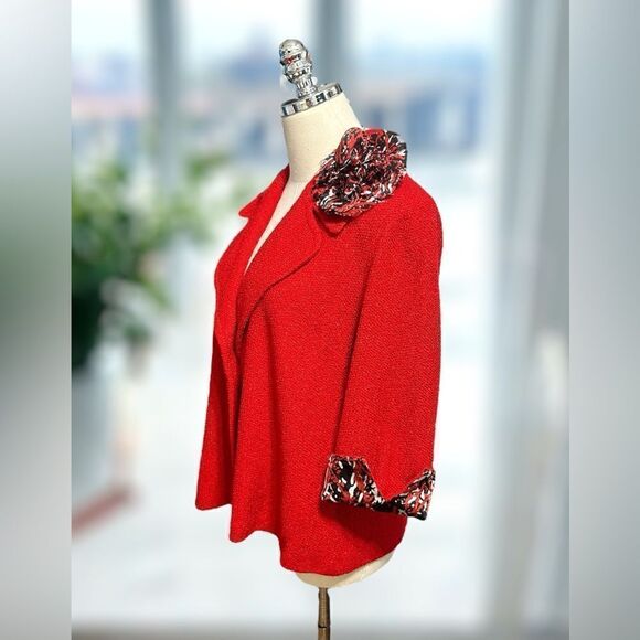 NWT St. John Venetian Red $1250 Tweed Boucle Wool Blend Jacket Blazer Size 10 - Picture 7 of 16